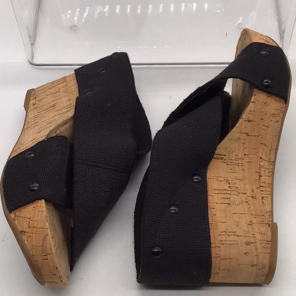Lucky Brand Black MILLER 2 Slip-On Cork Wedge Sandal - Picture 6 of 9